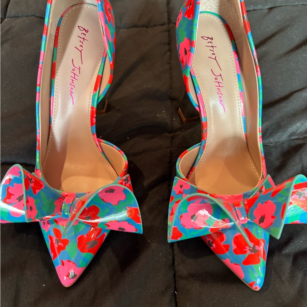 Betsey Johnson Red and Pink Stiletto Heels with Bow